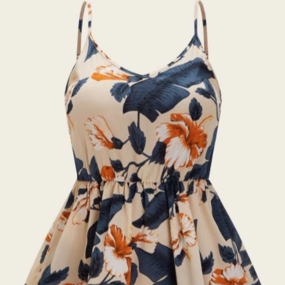 Plus Floral Ruffle Hem Cami Top